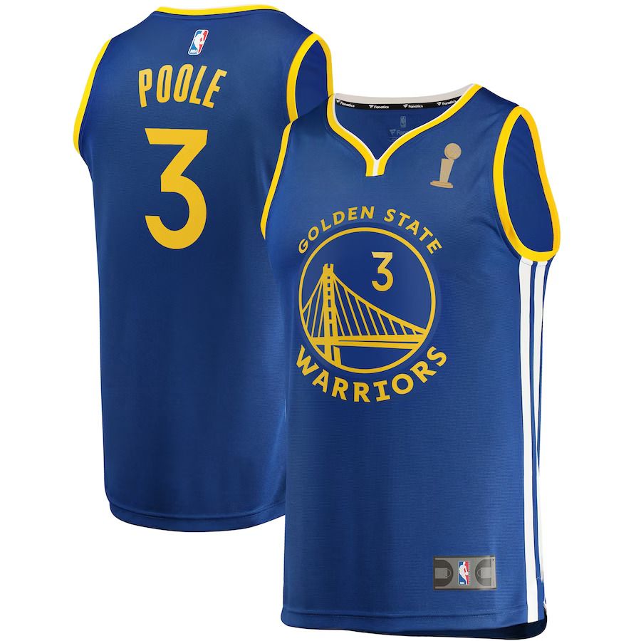 Men Golden State Warriors #3 Jordan Poole Fanatics Branded Royal Finals Champions Fast Break Replica Player NBA Jersey